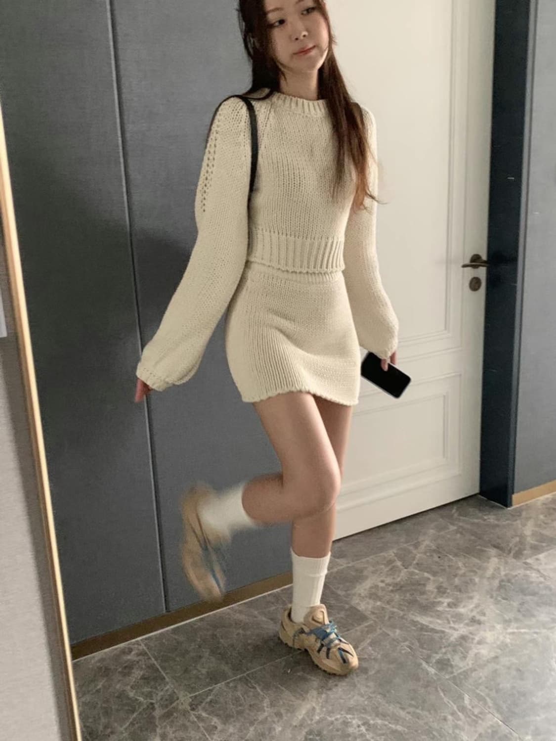 포스터 poster 플라보 니트 스커트 아이보리 상품이미지5