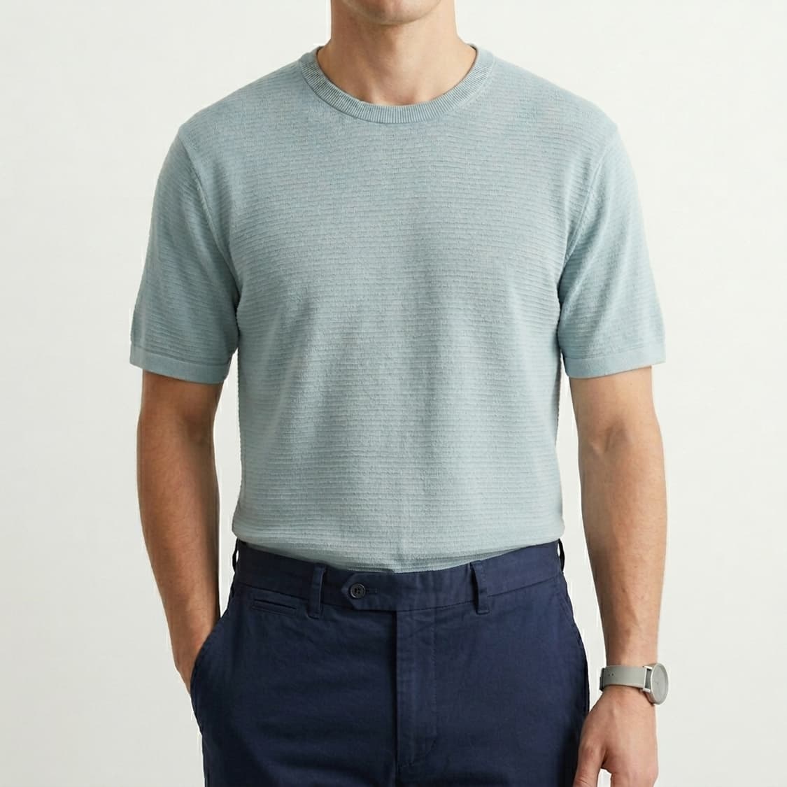 DKNY 한섬 정품 남성 텍스처 반팔 니트 (L) 상품이미지1