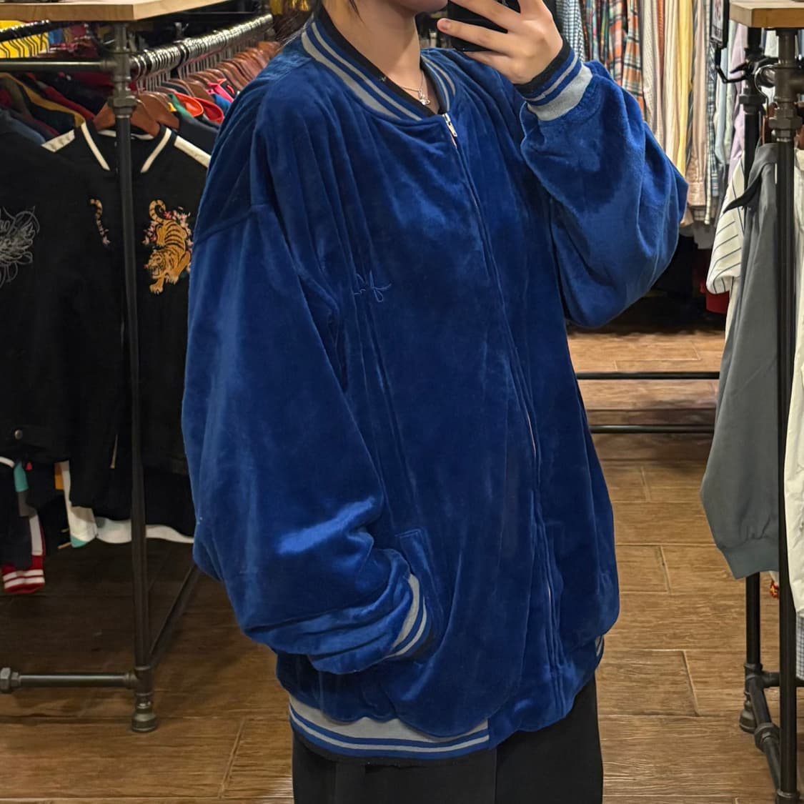 [HI] vtg 벨로아 벨벳 져지 블루 상품이미지4