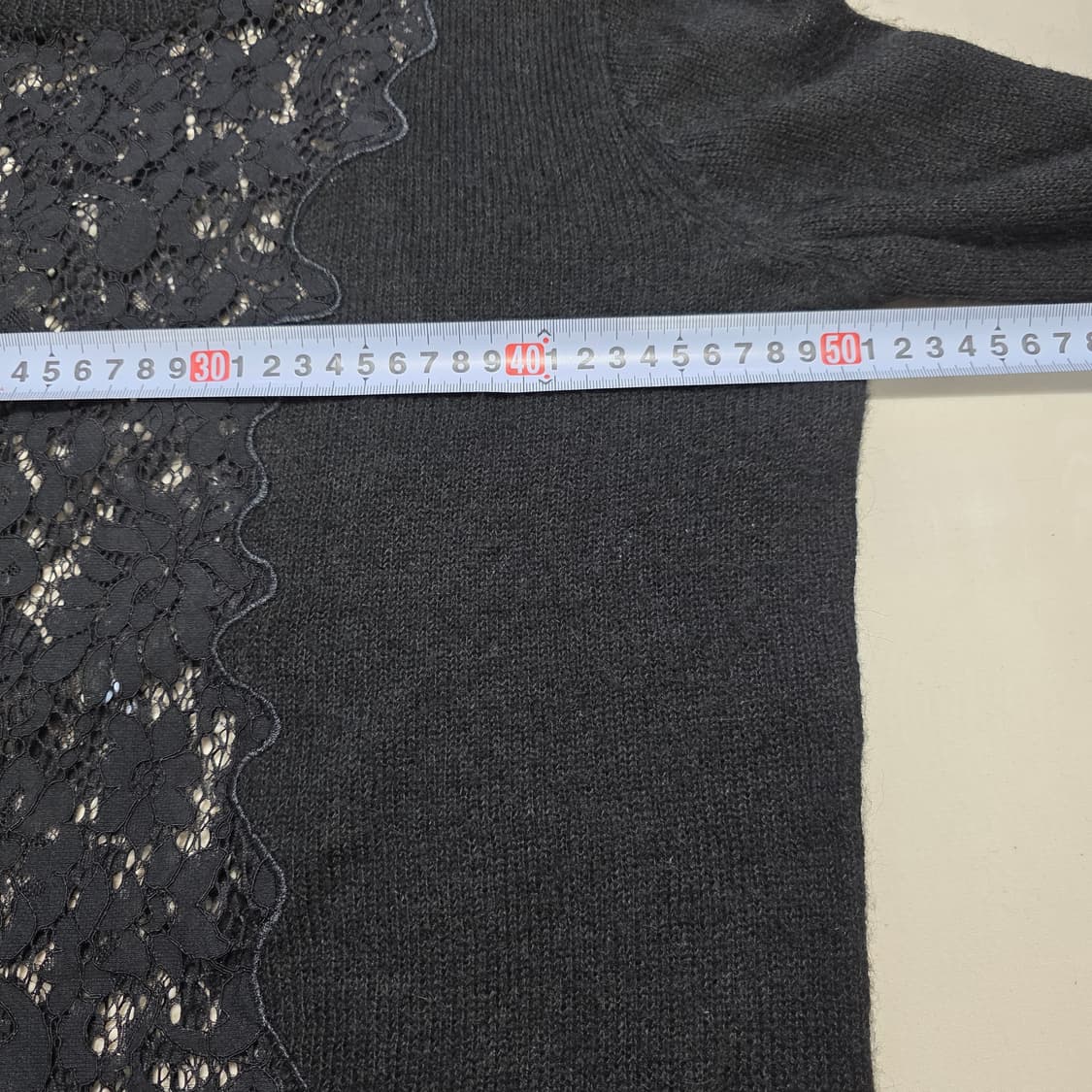 0064 자라 ZARA 레이스 배색 니트 블랙 S 여성 니트 상품이미지3