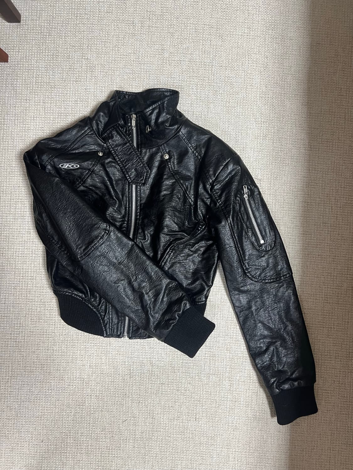 Kashiko 블랙 레더 자켓 상품이미지1