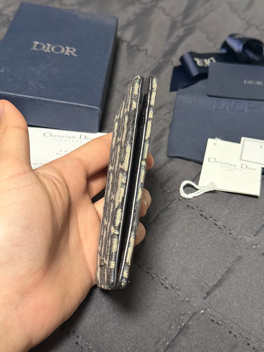 디올 오블리크 자카드 오거나이저 카드지갑 베이지 상품이미지6