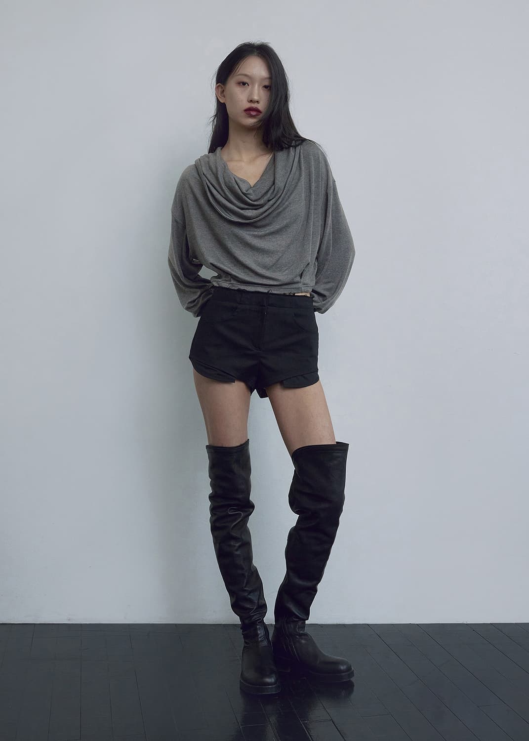 보헤미안서울 보헴서 COWL NECK HOODIE 그레이 새상품 상품이미지1