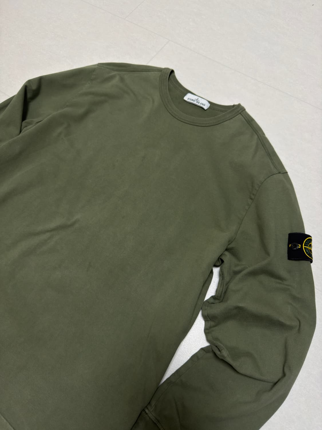 [백화점판,XXL] 스톤아일랜드 헤비코튼 롱슬리브 카키 상품이미지1