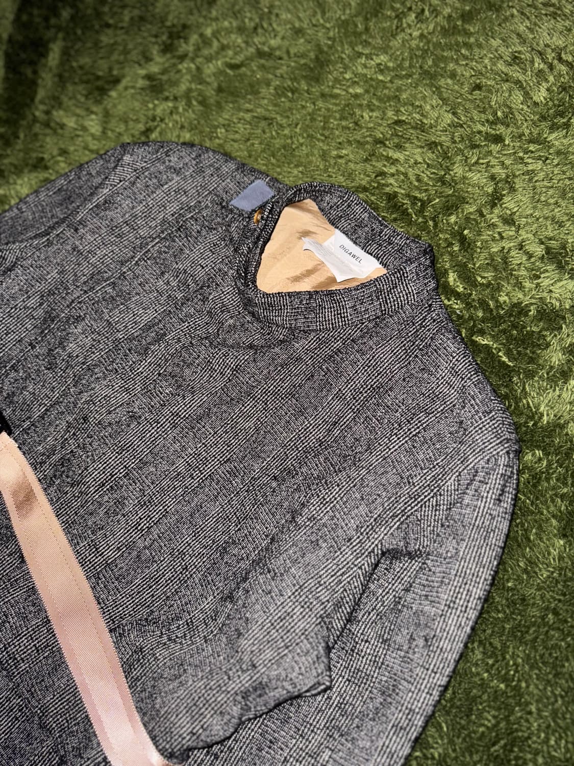 [1] DIGAWEL 디가웰 글렌 체크 울 큐프라 벨티드 하프 코트 상품이미지2