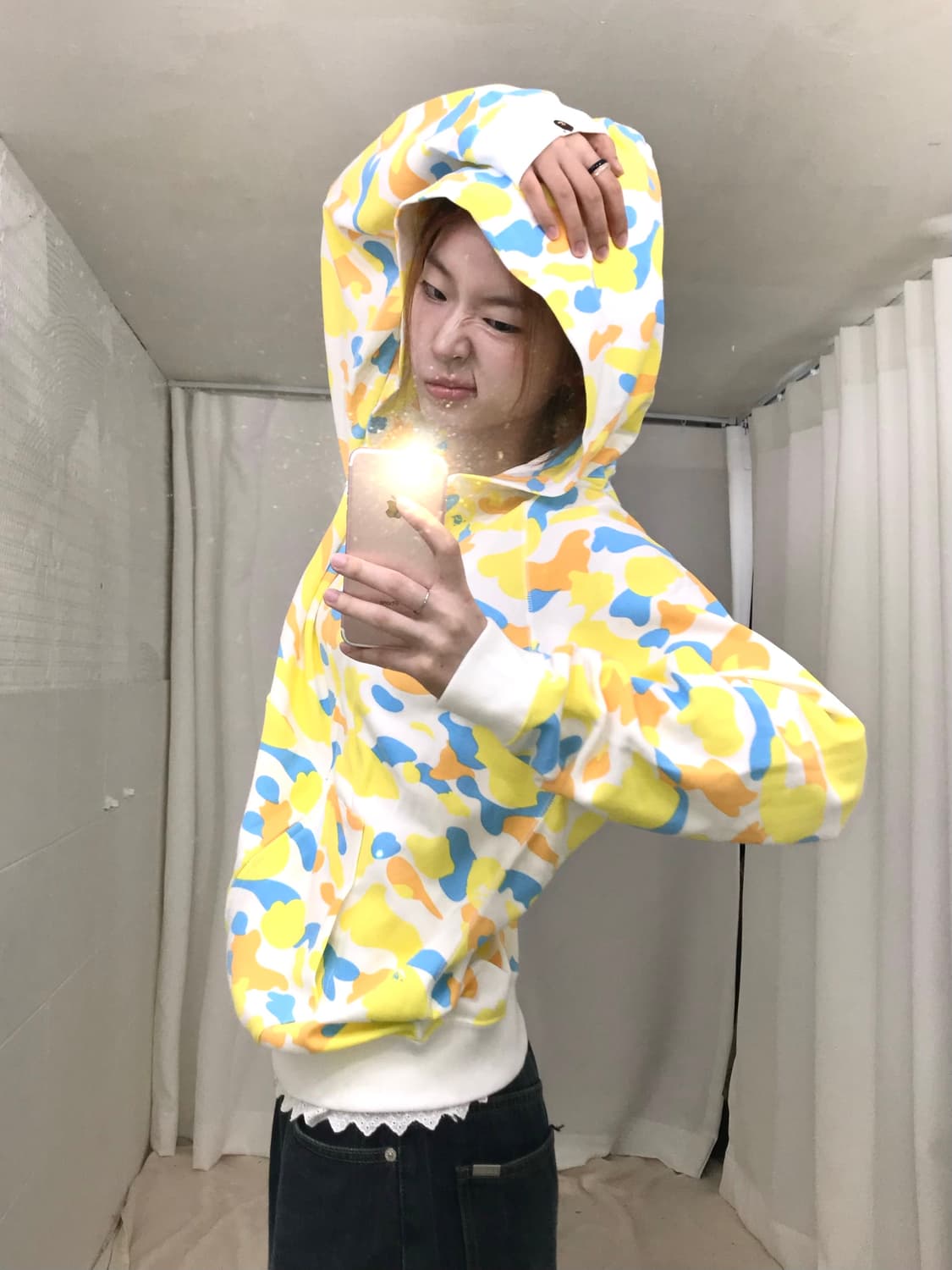 베이프 옐로우 캔디 카모 후드집업 상품이미지3