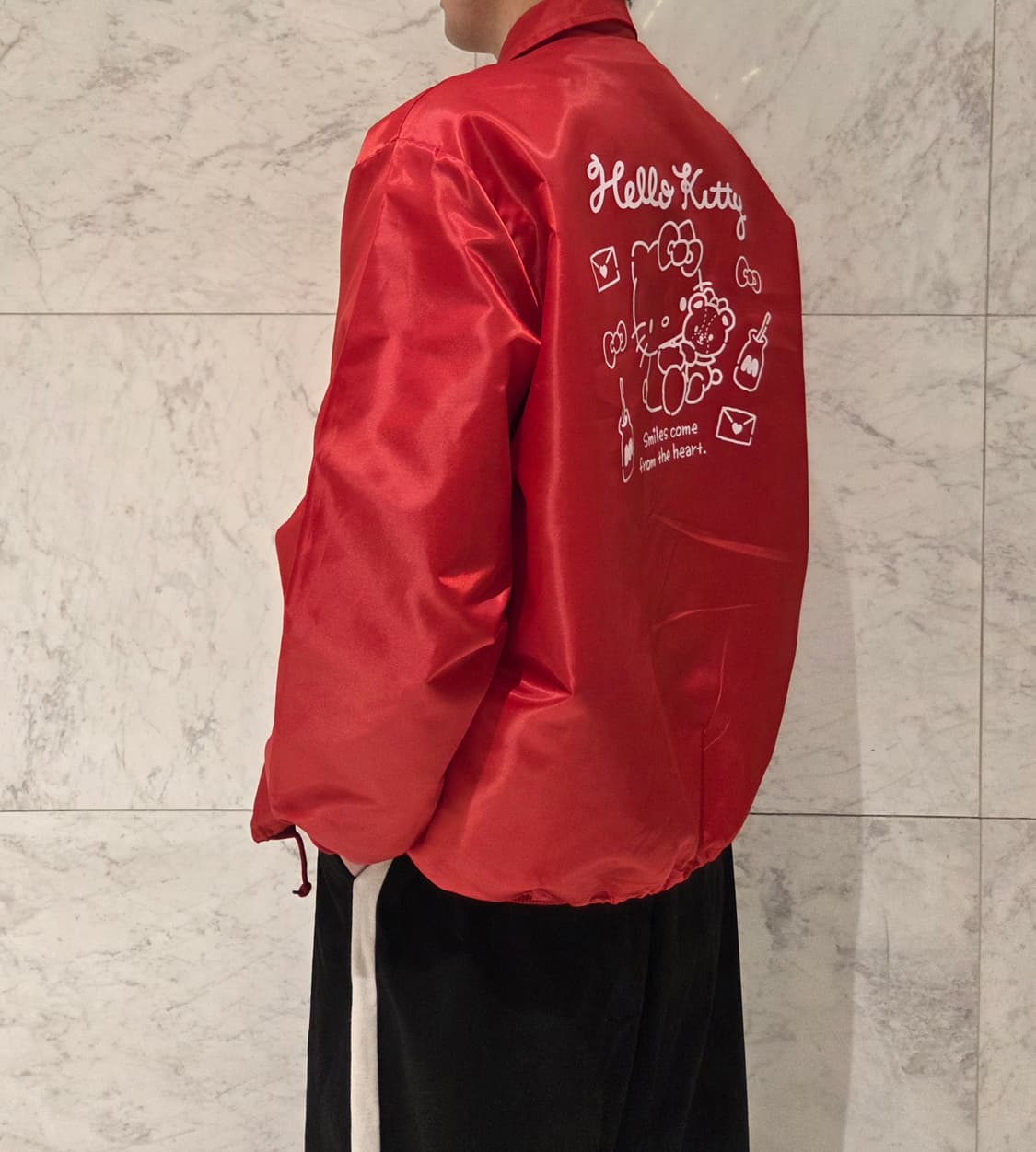 키티 레드 폴리에스터 언라이닝 코치 재킷 상품이미지2