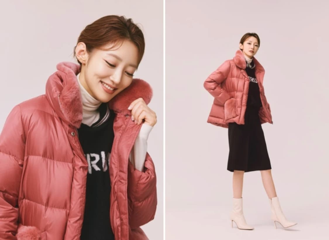 블루페페 서하얀 착용 구스다운 하프 패딩 55 상품이미지2