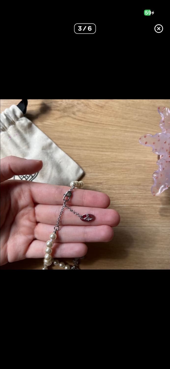 비비안웨스트우드 아카이브 세이프티핀 바스릴리프 orb 진주펄 초커 상품이미지3