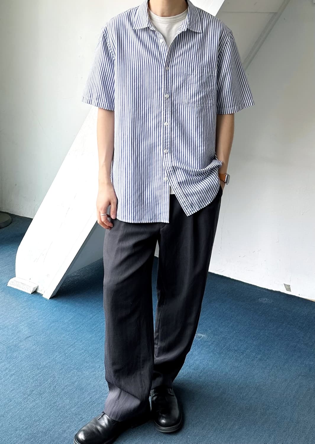 Linen touch natural stripe shirt 상품이미지7