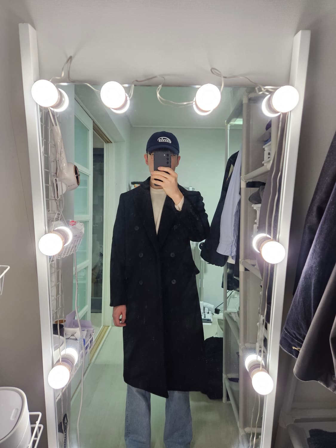 무신사 스탠다드 캐시미어 블렌드 더블 체스터 코트, 블랙, M 상품이미지6