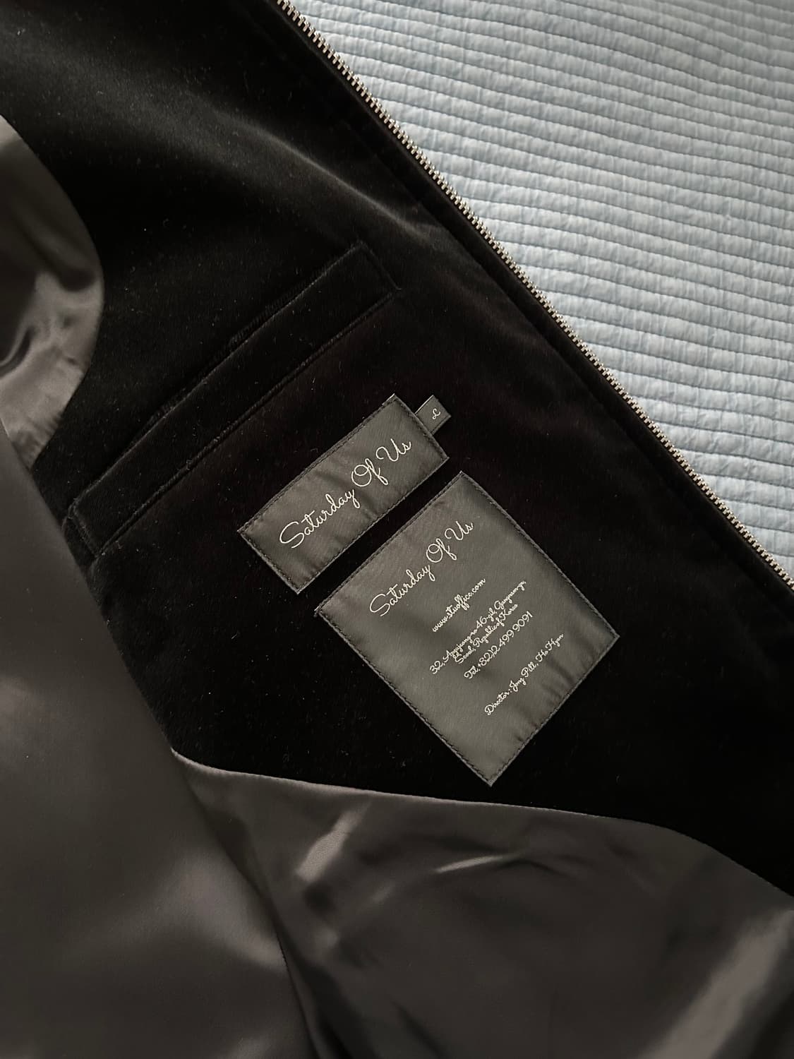 (L) Stu 에스티유 벨벳 집업 자켓 블랙 브로치 동봉 상품이미지4