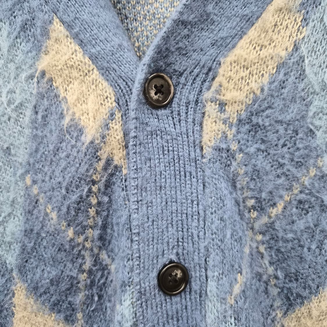 빔즈 아가일 브이넥 가디건 블루 남성 L 상품이미지6