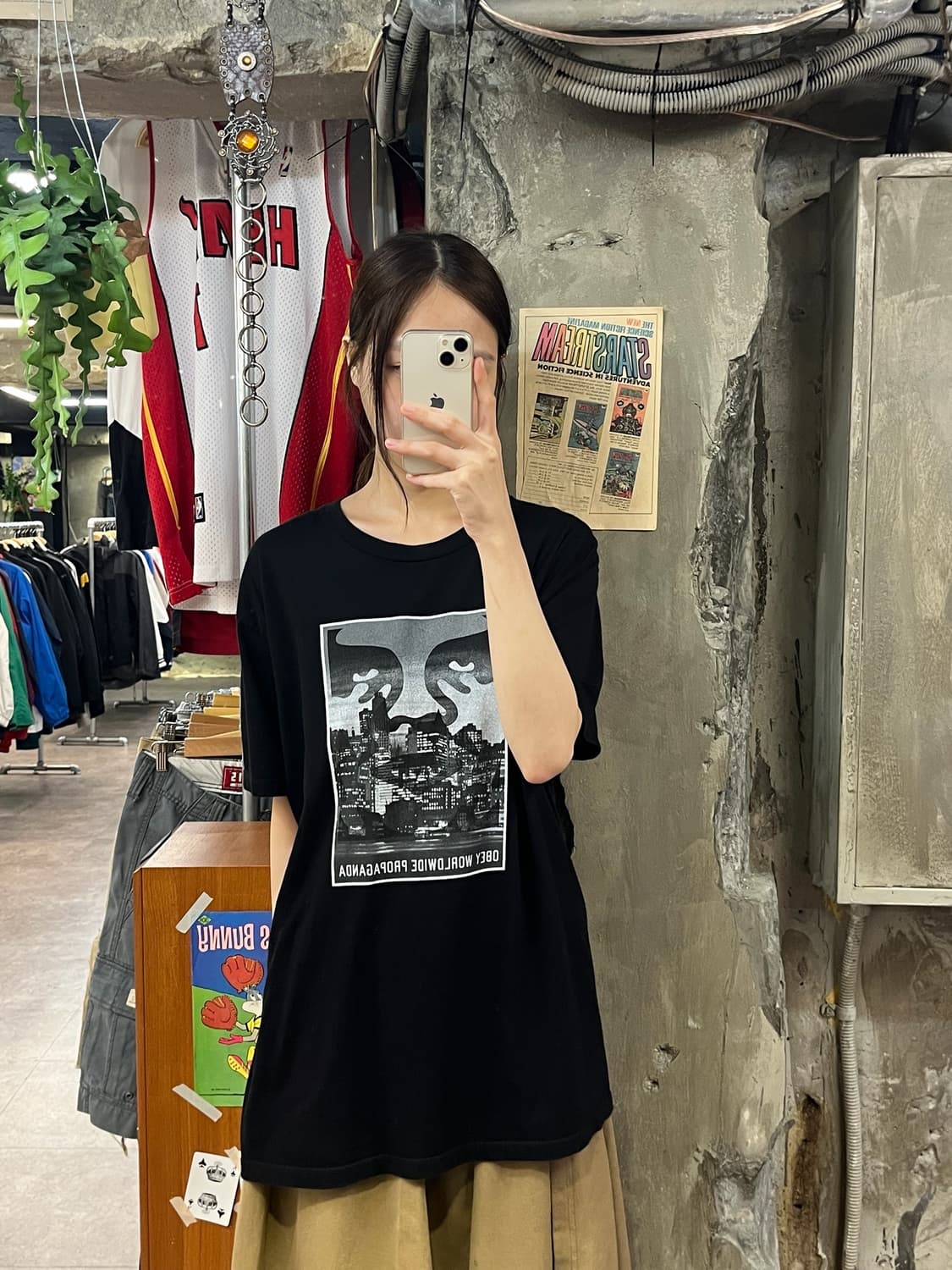 오베이 프린팅 반팔티 블랙 L #csz529 상품이미지2