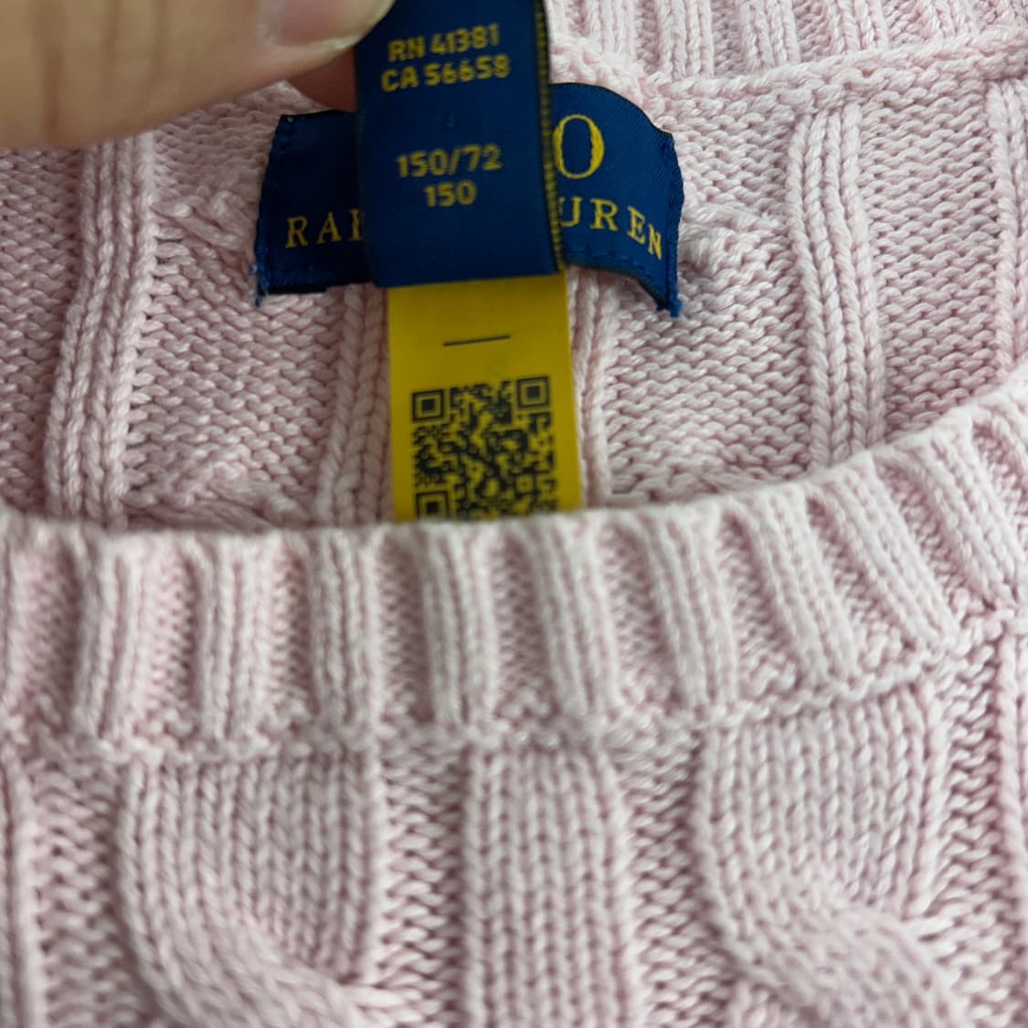 폴로 신형QR 포니로고 핑크 꽈배기 반팔 니트 상품이미지6