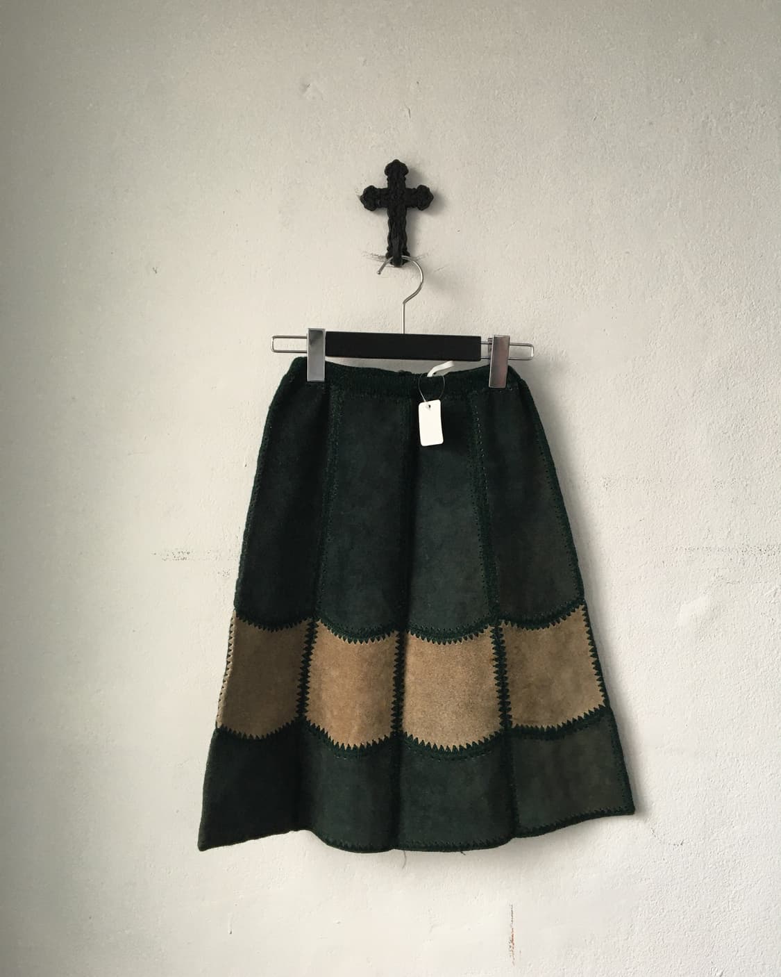 Suede patch work skirt 상품이미지1