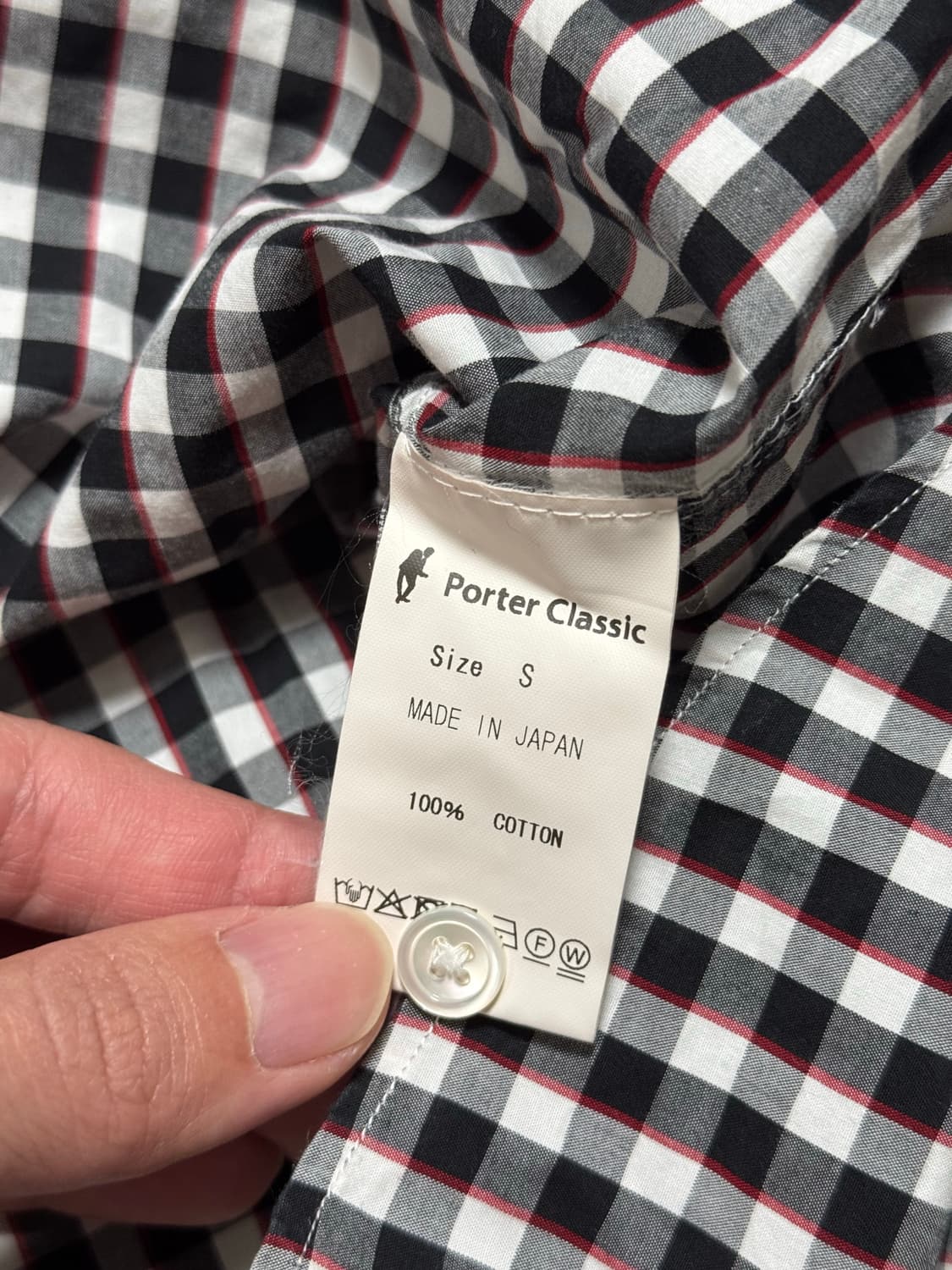 포터클래식 트리컬러 깅엄체크 롤업셔츠 S 상품이미지5