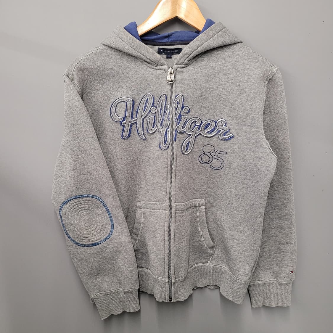 Tommy Hilfinger 타미힐피거 엘보 패치 후드집업 그레이 상품이미지1
