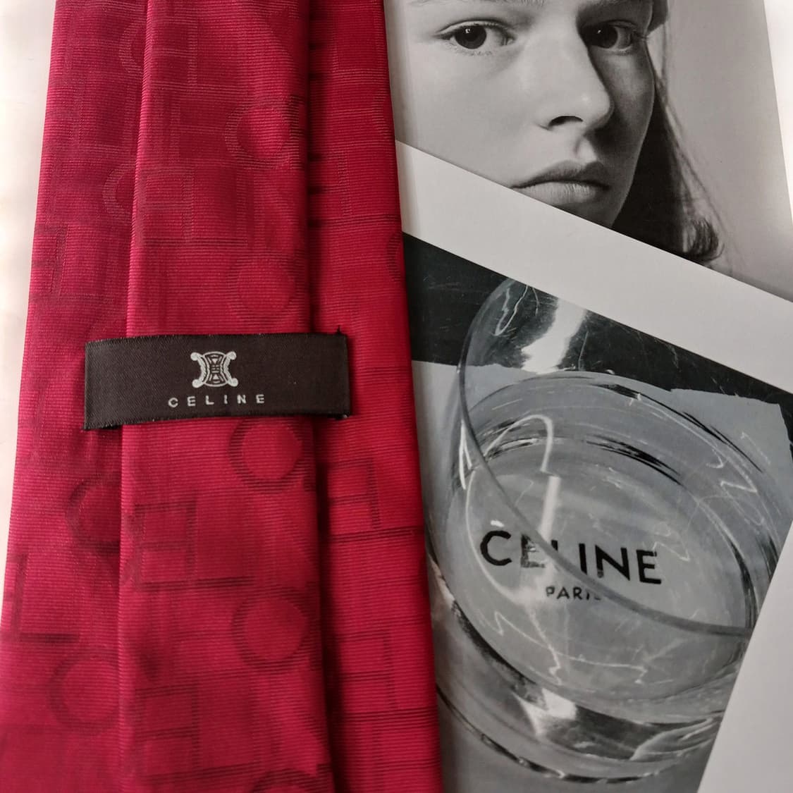 셀린느 실크 레드 자카드 넥타이 9.3cm A+~A등급 A19644 상품이미지7
