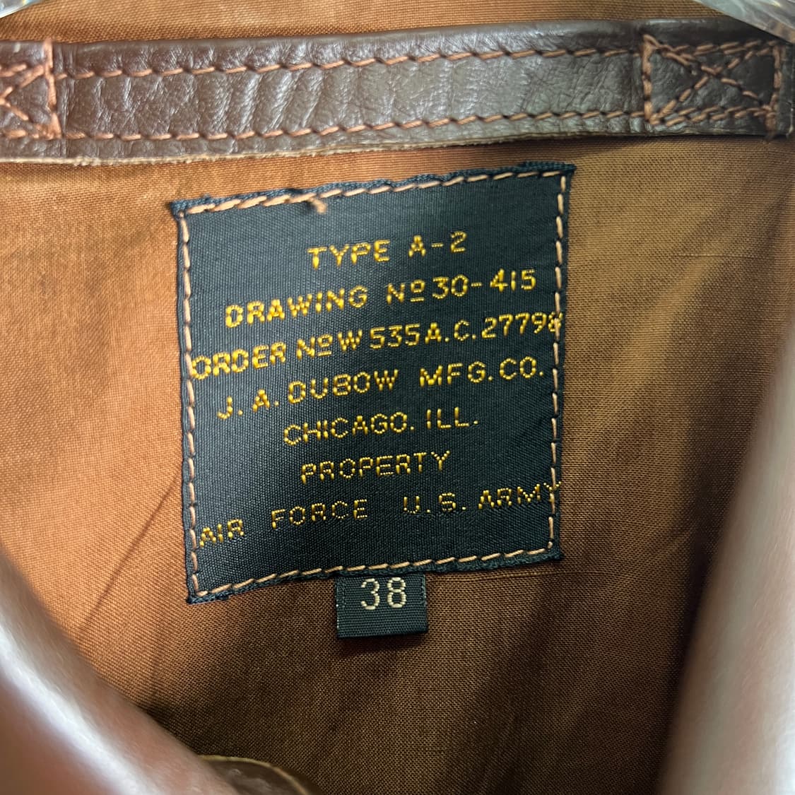 J.A. Dubow 복각 A-2 레더 플라이트 자켓 38 상품이미지3