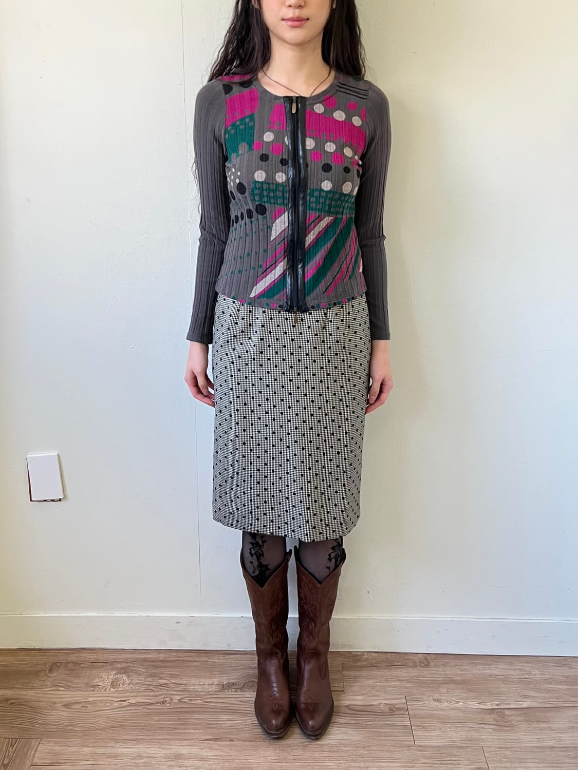 Japan Vtg 도트 미디스커트 상품이미지7