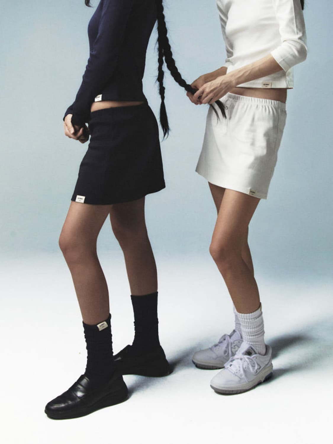 글로니 클래식 버튼 미니 스커트 화이트 상품이미지1