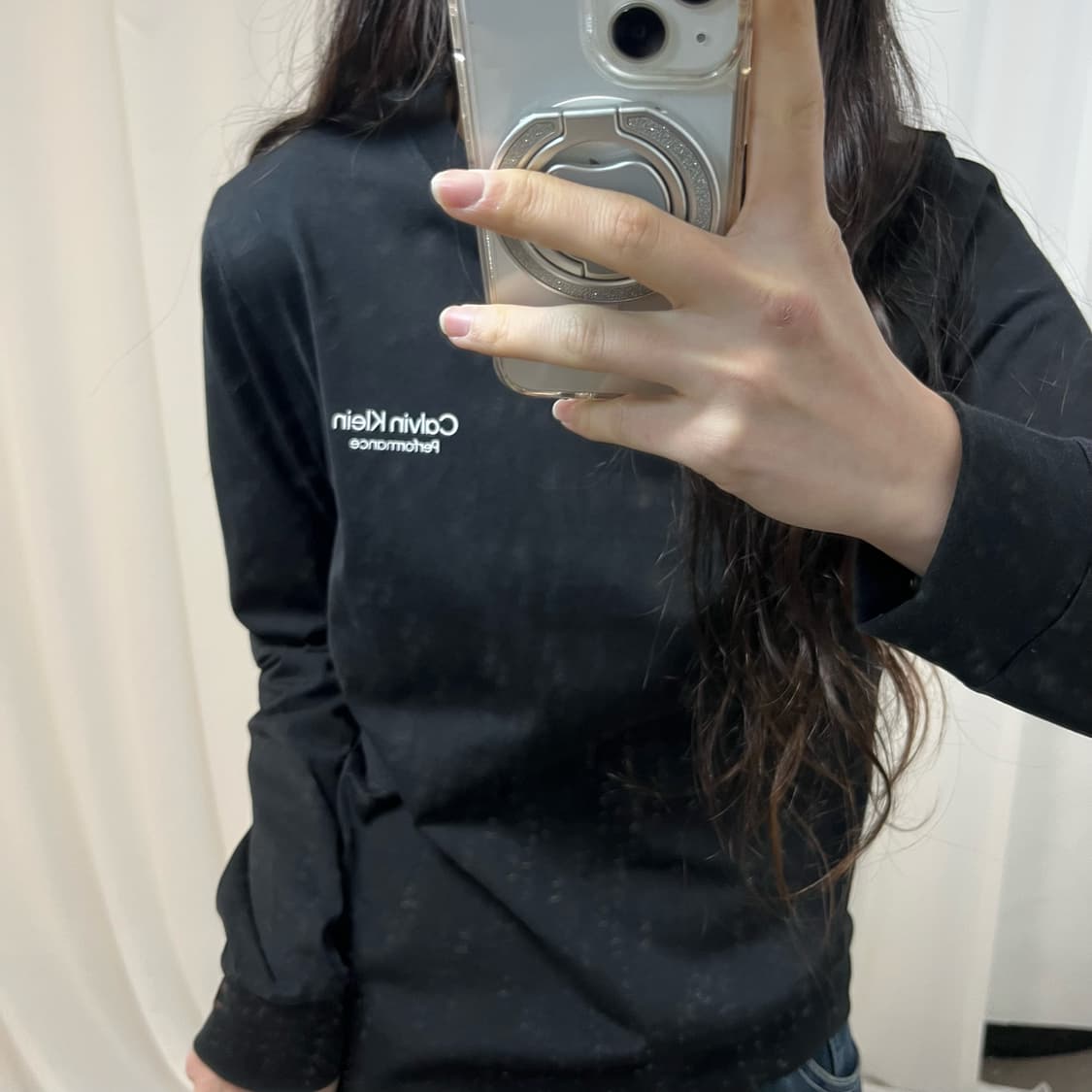 Calvin Klein Black Long Sleeve Top 상품이미지3