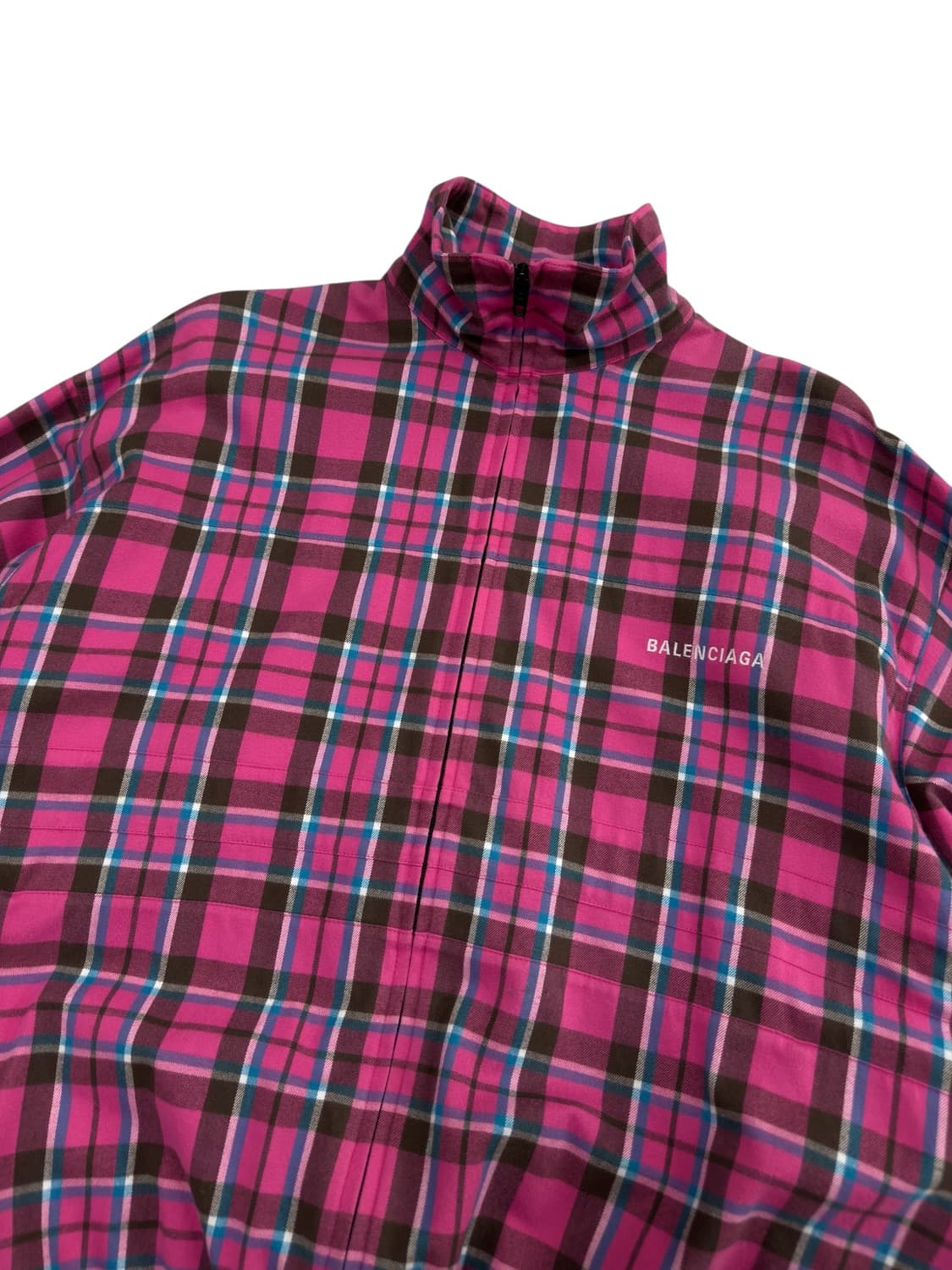 발렌시아가 핑크 플란넬 체크 집업자켓 백화점판 상품이미지3