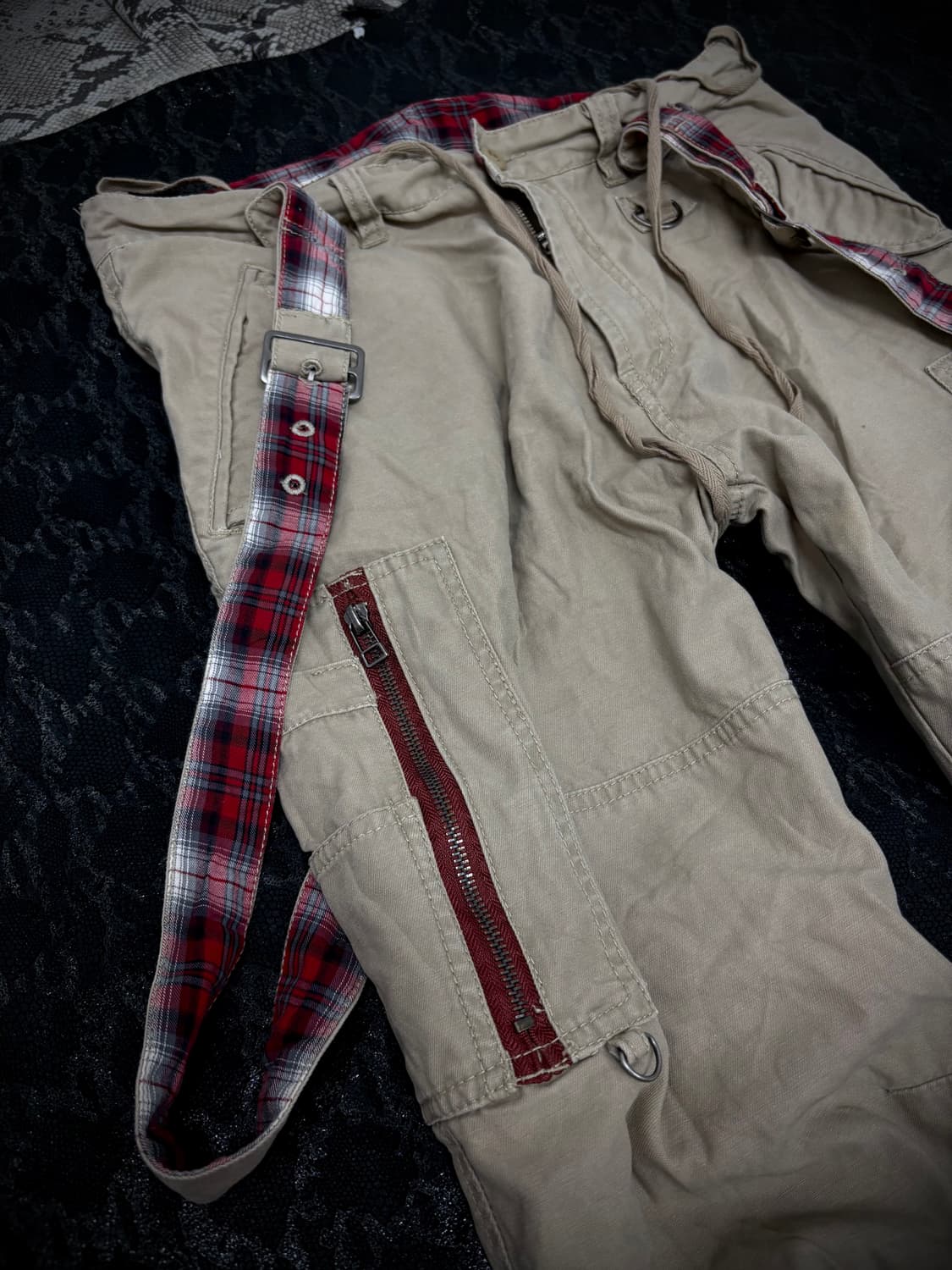 “Vintage” Y2K Mood Check Detail Cargo Be 상품이미지4