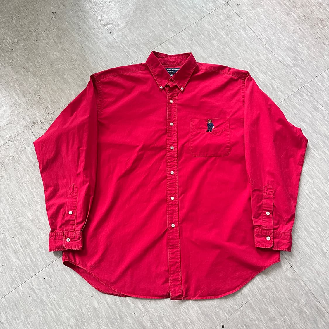 90년대 폴로 골프 폴로베어 셔츠 (XL, 레드) 상품이미지2