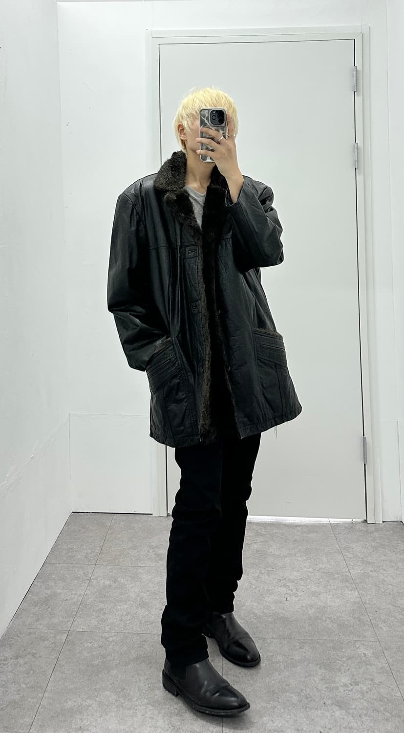 Crocodile lambskin fur coat  상품이미지3