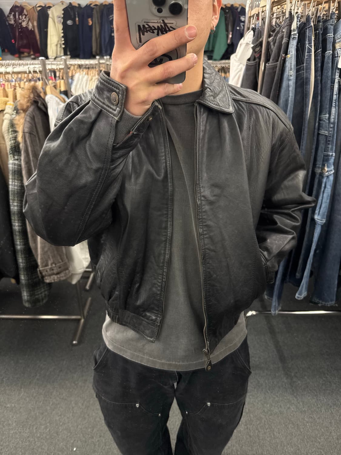 38)90’s M.Julian 빈티지 라이더 가죽 레더자켓 상품이미지1