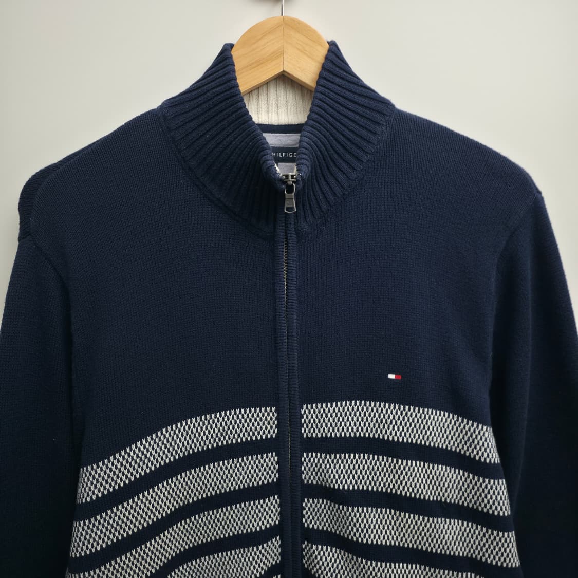 [M] 타미힐피거 네이비 스트라이프 니트 집업 상품이미지2