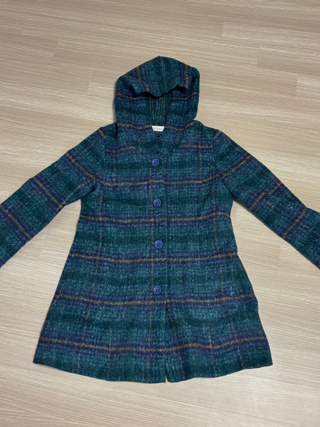 빈티지 울체크후드코트 상품이미지2