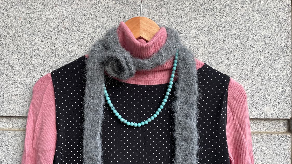 모헤어 플라워 스카프(그레이) 상품이미지2