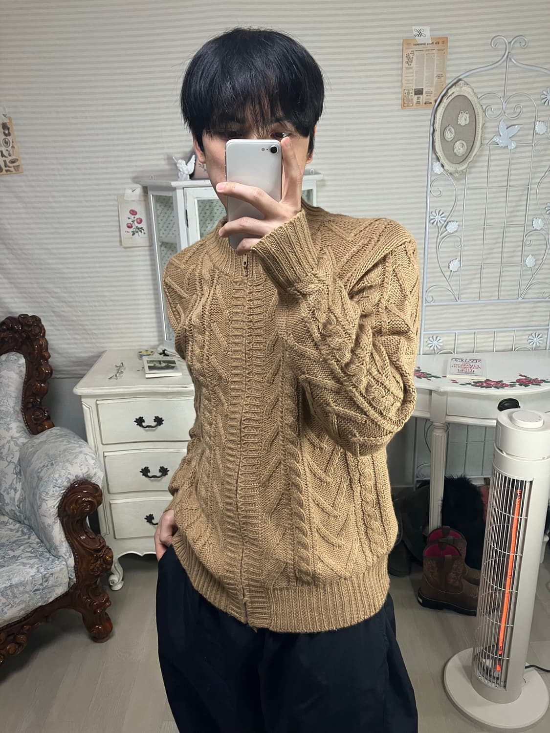 빈티지 베이직 꽈배기 니트 집업 845 y2k 스트릿 모리 갸루 일본빈티 상품이미지2