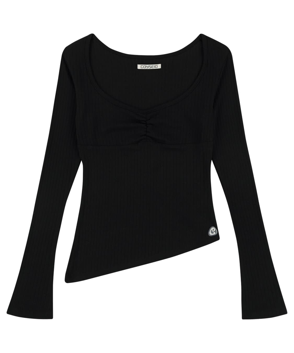 코이세이오 UNBALANCE SHIRRING TOP BLACK 상품이미지1