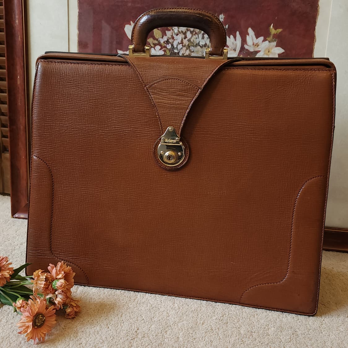 90s 버버리 브리프케이스 닥터백 카우하이드 서류가방 브라운 상품이미지2