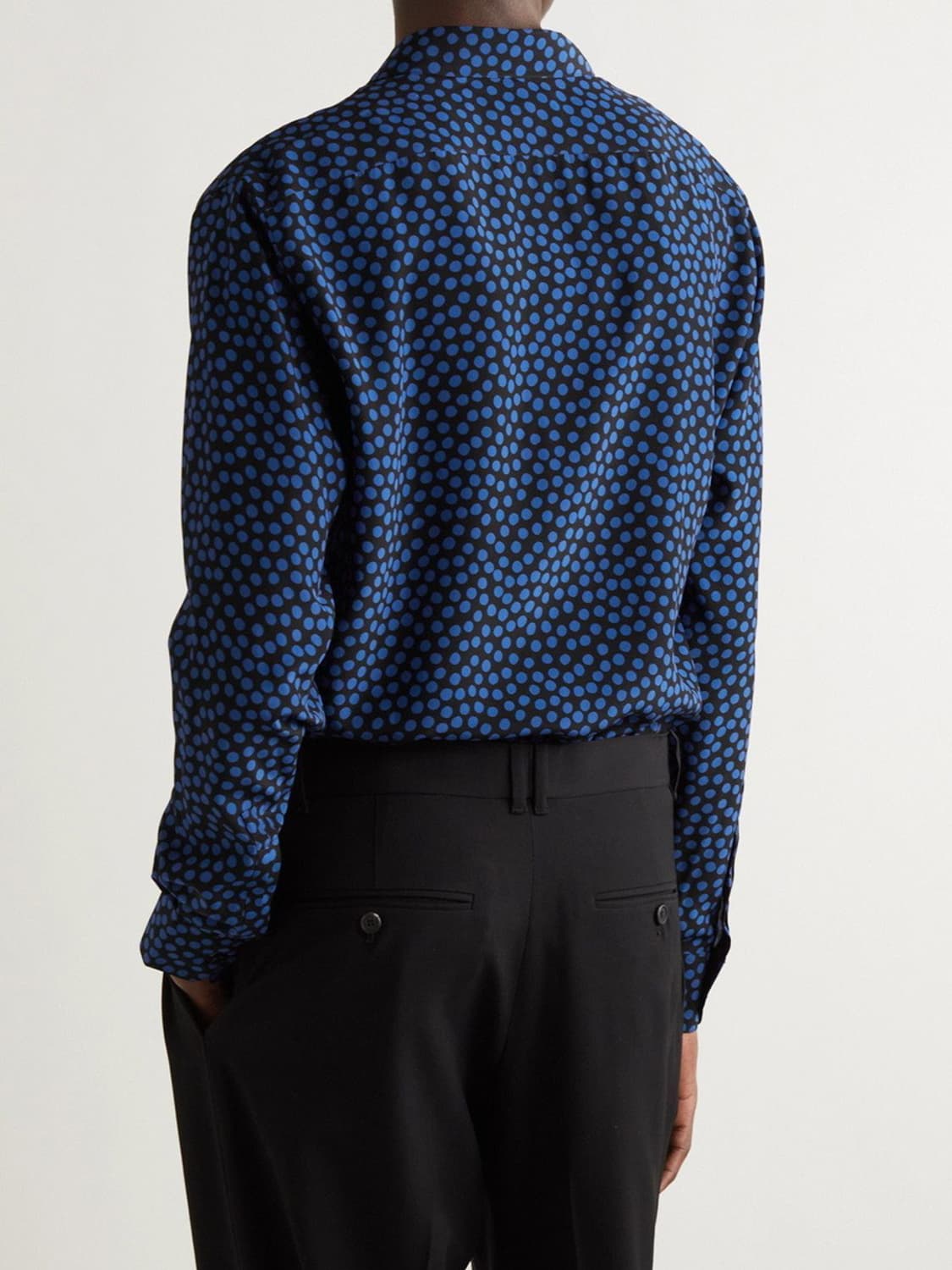 [BTS 지민님 착용] 생로랑 22ss 크러페 블루 폴카닷 셔츠 상품이미지2
