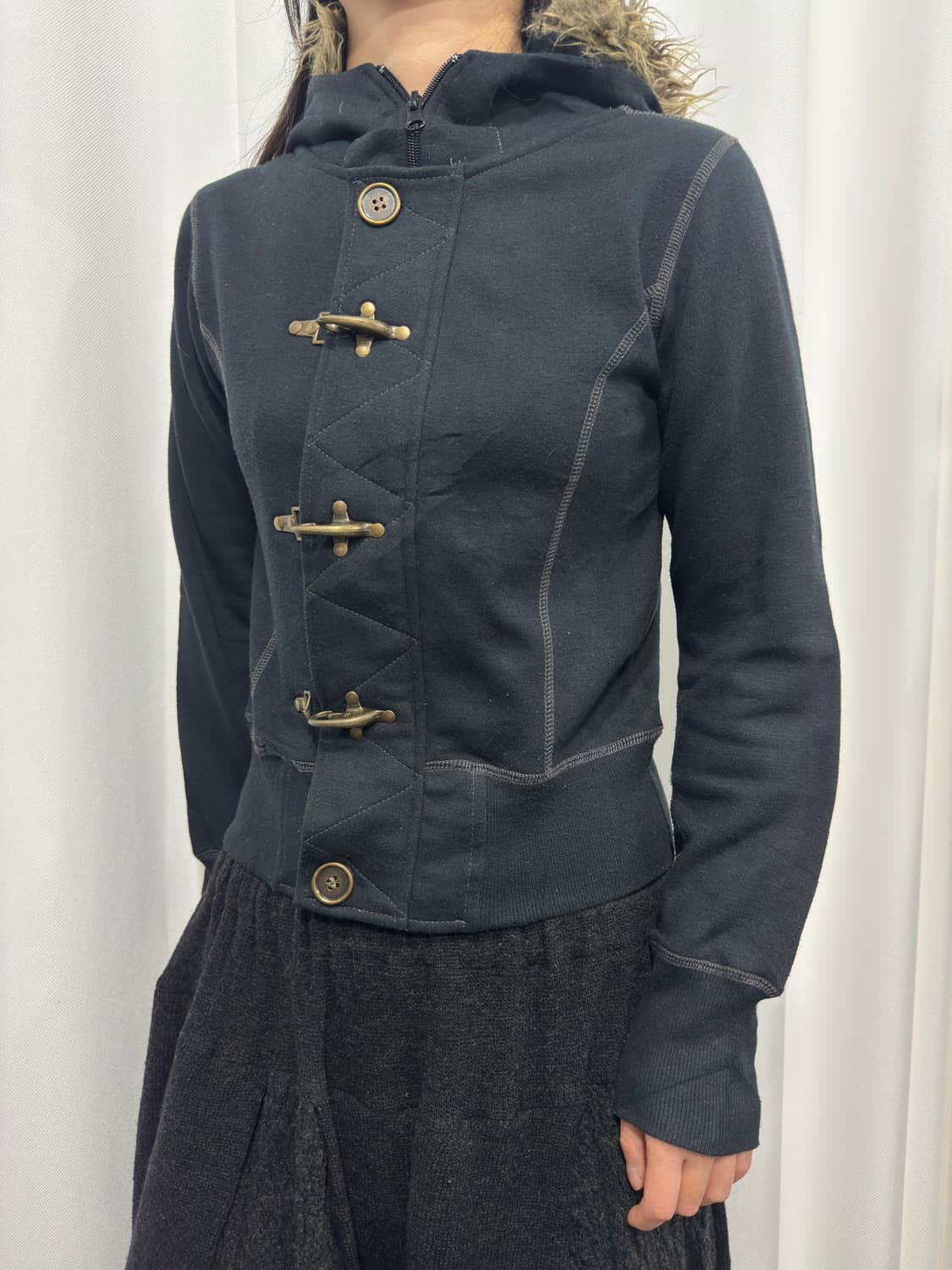 fur buckle hood zipup 상품이미지2