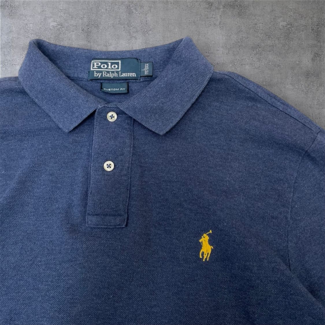 폴로 랄프로렌 네이비블루 커스텀핏 긴팔 카라티 L 상품이미지3