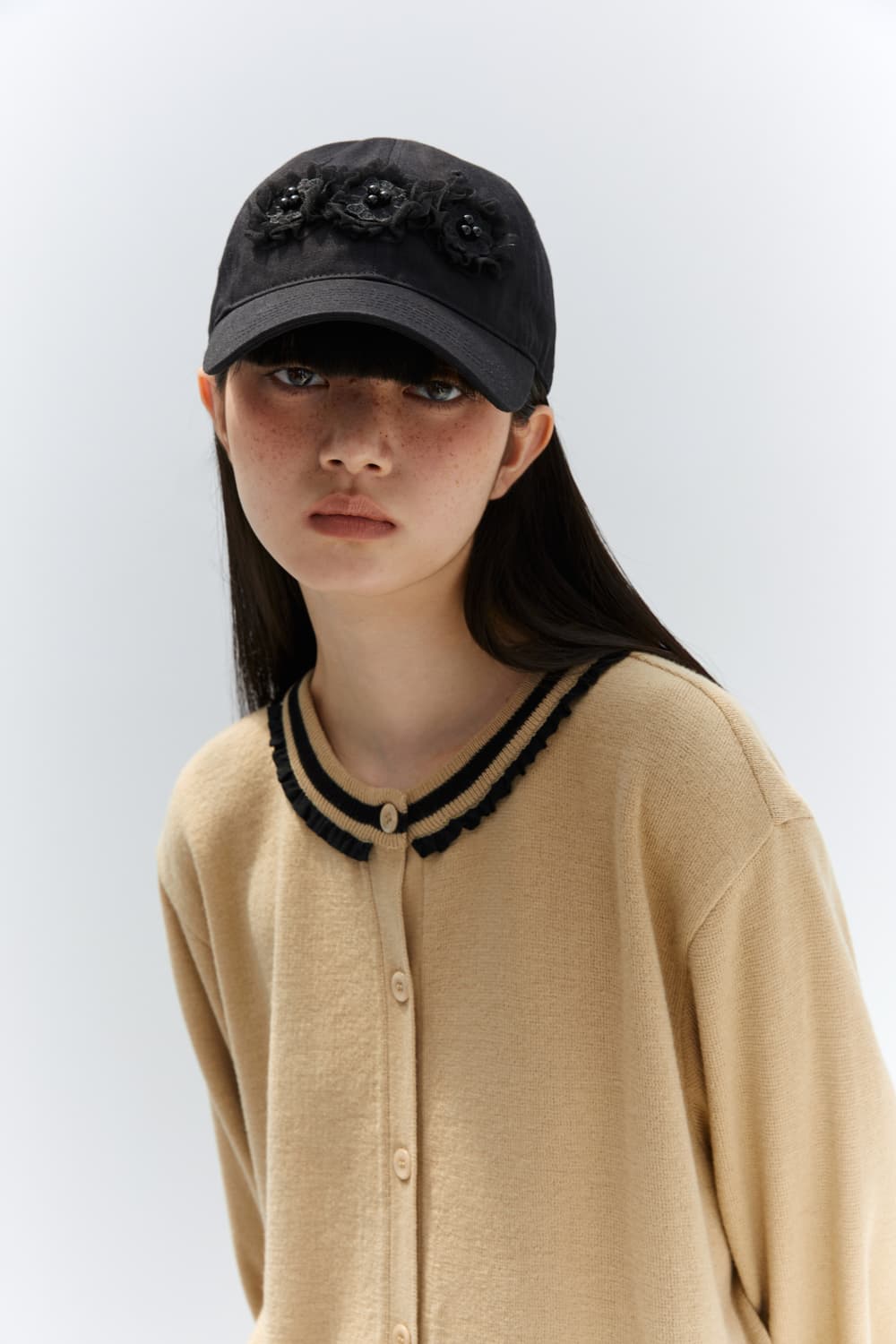 버뮬라/lace flower ball cap(black) 상품이미지3