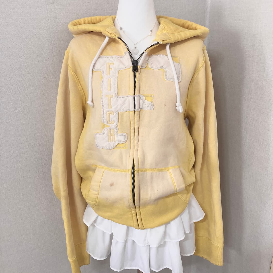 아베크롬비 빅로고 노랑 후드집업 XL 상품이미지1