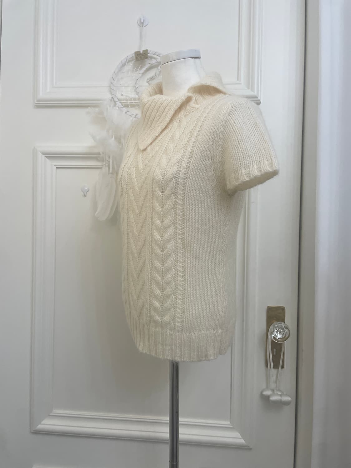 ivory twist diagonal neck half sweater 상품이미지2