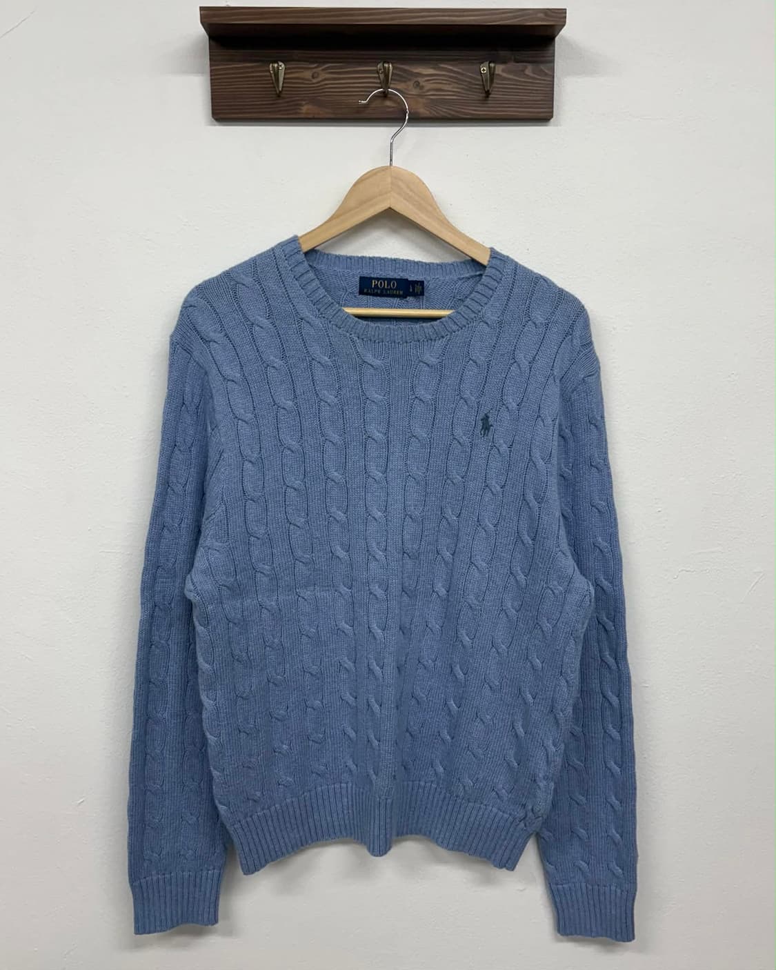 [L] 폴로 랄프로렌 스카이블루 케이블 코튼 니트 스웨터 상품이미지1