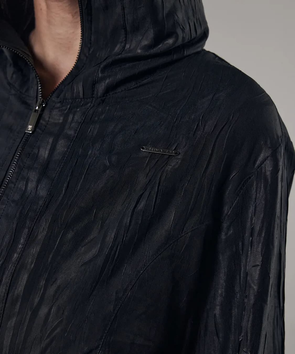 트리밍버드 Silky Wrinkled Hood Shirt (Black) 상품이미지2