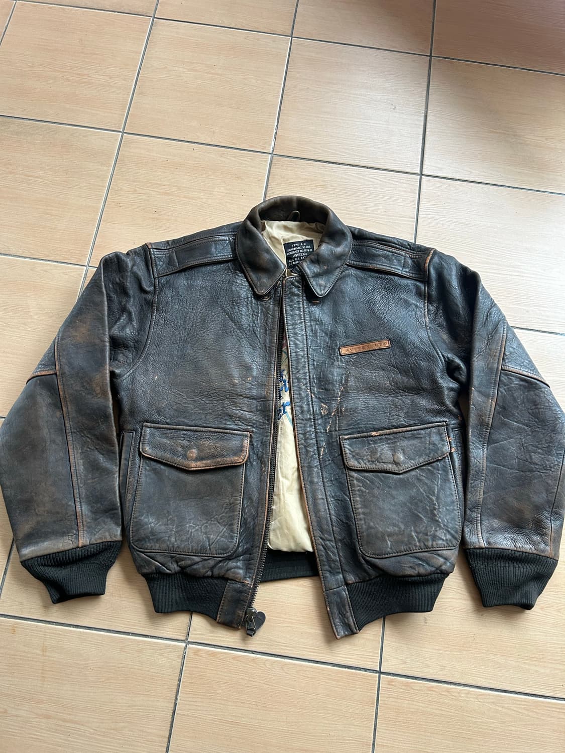 90‘s Avirex 아비렉스 A-2 레더자켓 상품이미지1