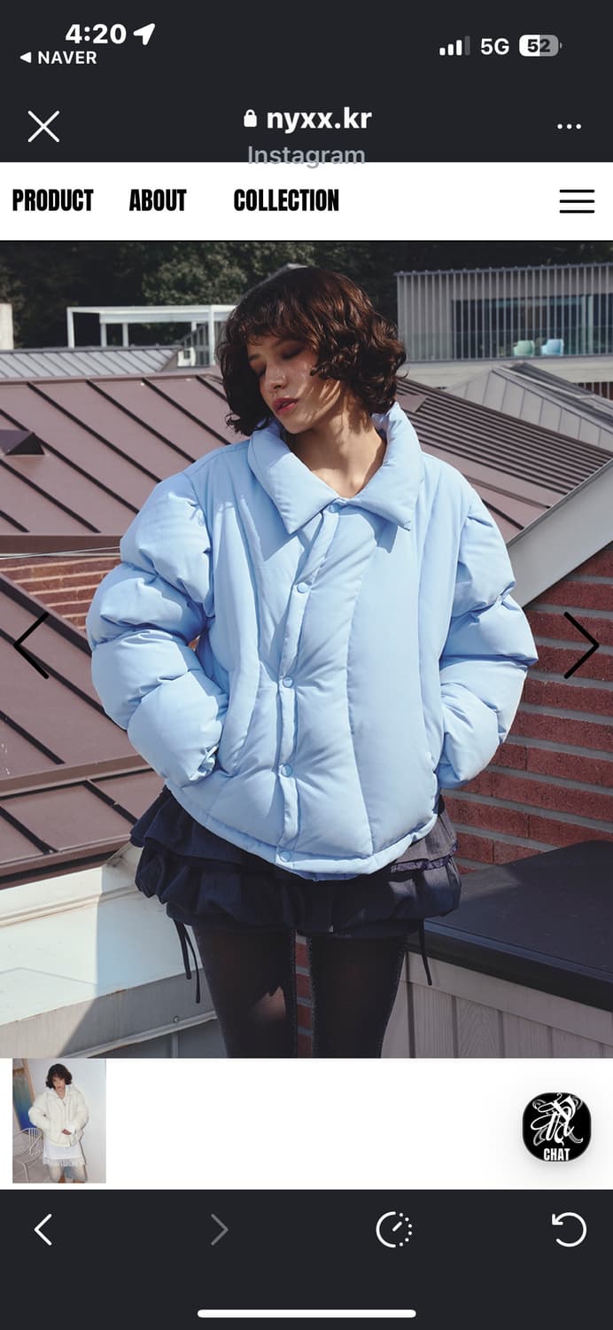 NYXX 커브라인 다운푸퍼 패딩 소라색 상품이미지1