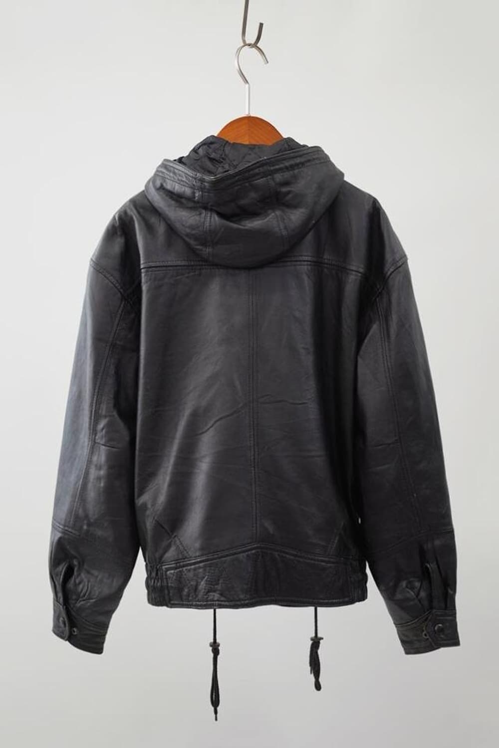90s 하라주쿠 레더 후드 봄버 자켓 상품이미지2