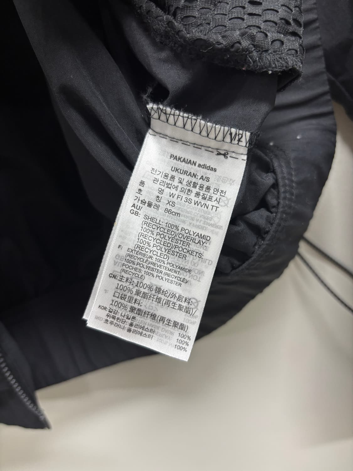 아디다스 삼선 시스루 레이어드 바람막이 블랙 XS [50717] 상품이미지5